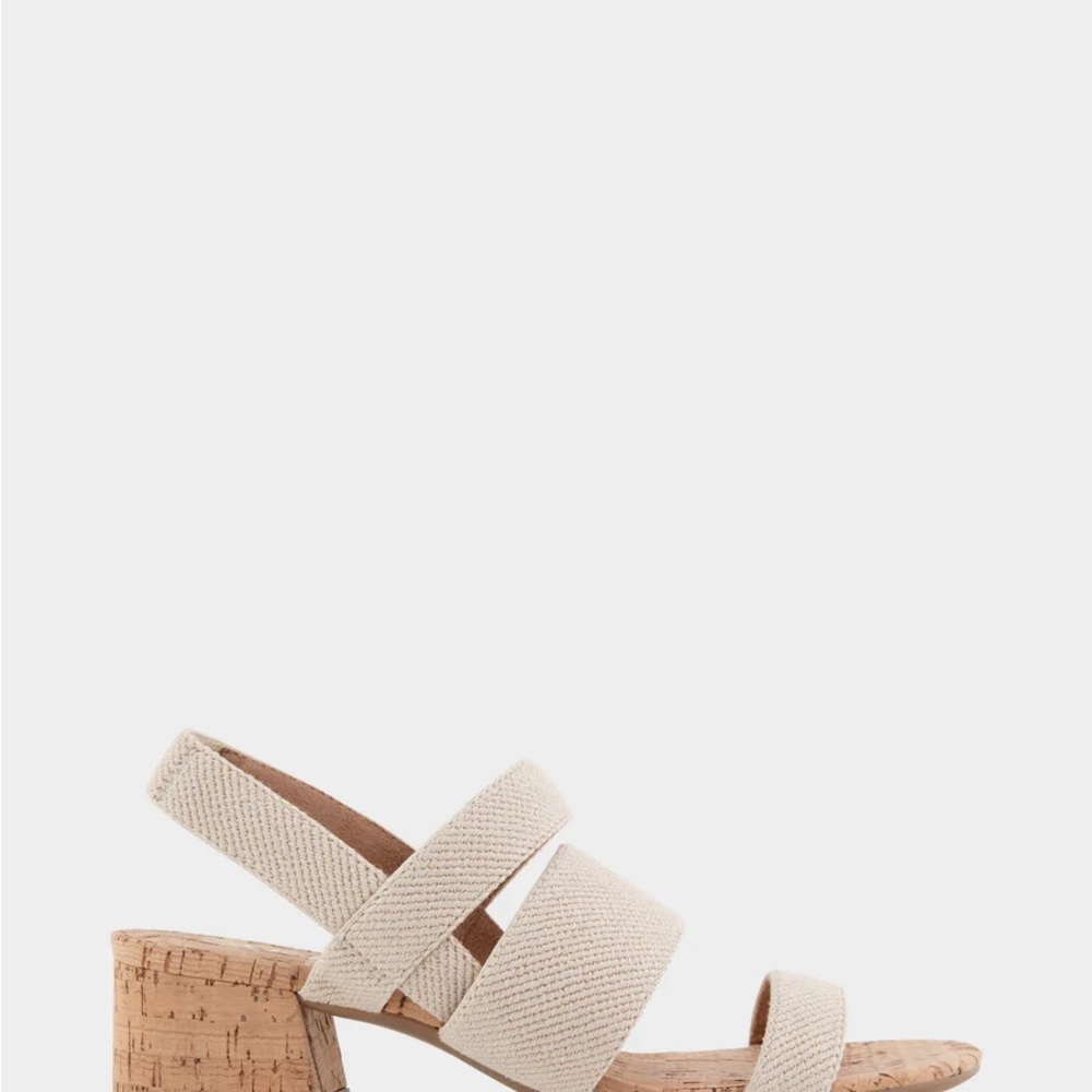 Slingback Sandals in Natural Linen Elastic Fabric